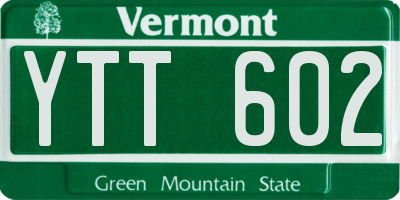 VT license plate YTT602