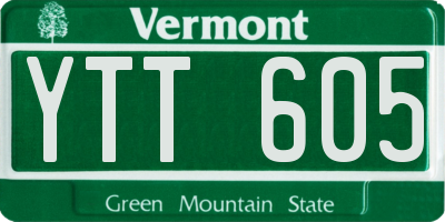 VT license plate YTT605