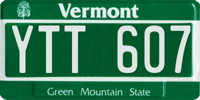 VT license plate YTT607
