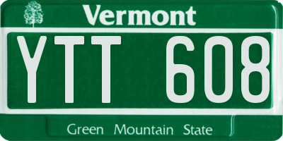 VT license plate YTT608