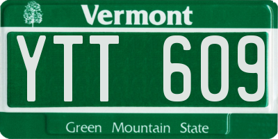 VT license plate YTT609