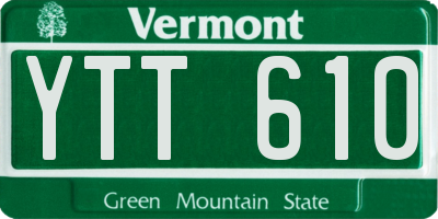 VT license plate YTT610