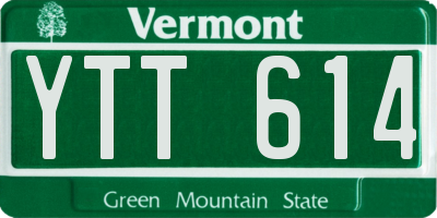VT license plate YTT614