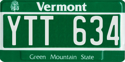VT license plate YTT634