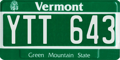 VT license plate YTT643