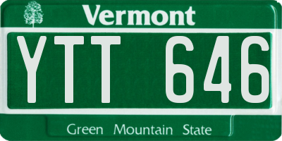 VT license plate YTT646