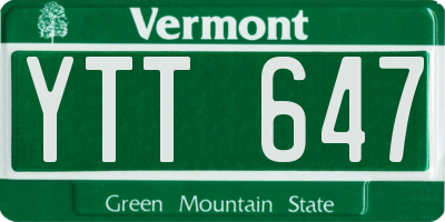 VT license plate YTT647