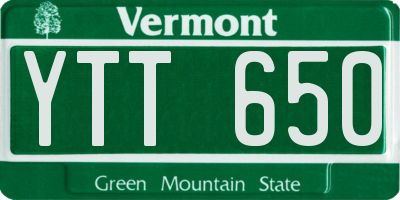 VT license plate YTT650