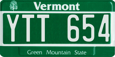 VT license plate YTT654