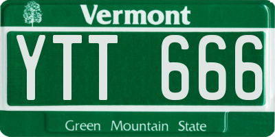 VT license plate YTT666