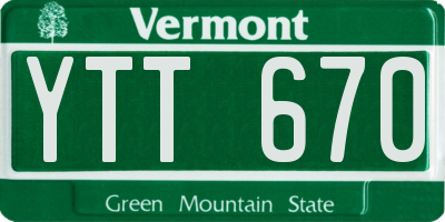 VT license plate YTT670