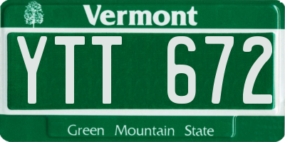 VT license plate YTT672