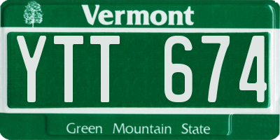 VT license plate YTT674