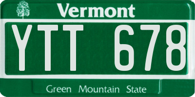 VT license plate YTT678