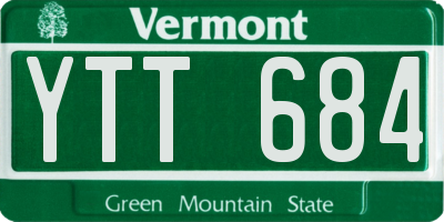 VT license plate YTT684