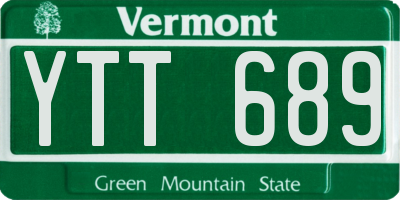 VT license plate YTT689