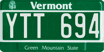 VT license plate YTT694