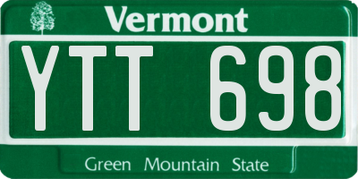 VT license plate YTT698
