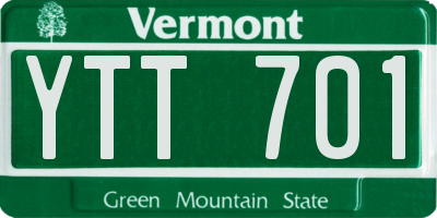 VT license plate YTT701
