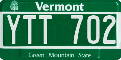VT license plate YTT702