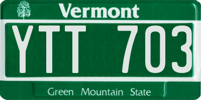 VT license plate YTT703