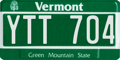 VT license plate YTT704
