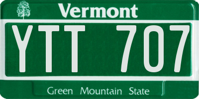 VT license plate YTT707