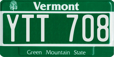 VT license plate YTT708