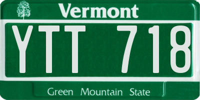 VT license plate YTT718