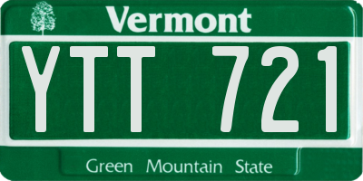 VT license plate YTT721