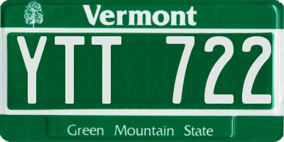 VT license plate YTT722