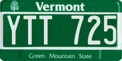 VT license plate YTT725