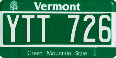 VT license plate YTT726