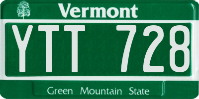 VT license plate YTT728