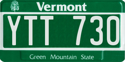 VT license plate YTT730