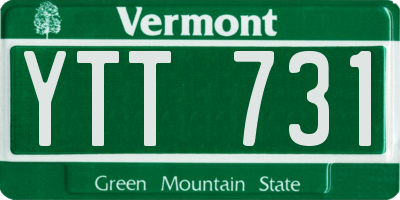 VT license plate YTT731
