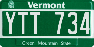 VT license plate YTT734
