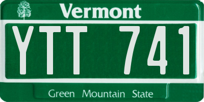 VT license plate YTT741
