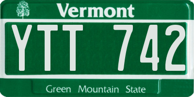 VT license plate YTT742