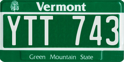 VT license plate YTT743