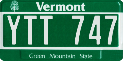 VT license plate YTT747
