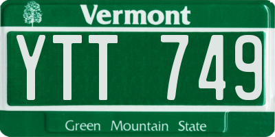 VT license plate YTT749