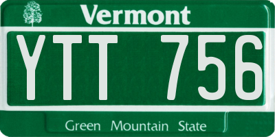 VT license plate YTT756