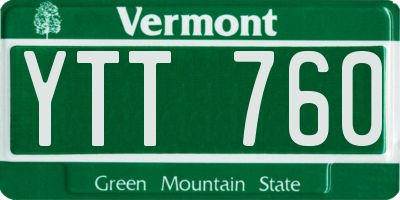 VT license plate YTT760