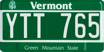 VT license plate YTT765
