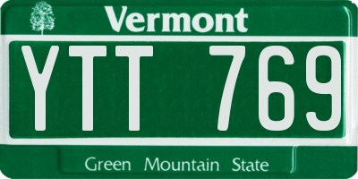 VT license plate YTT769