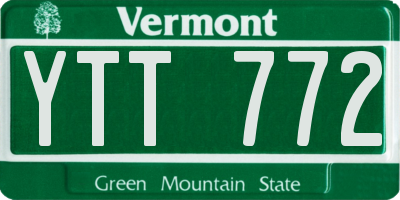 VT license plate YTT772