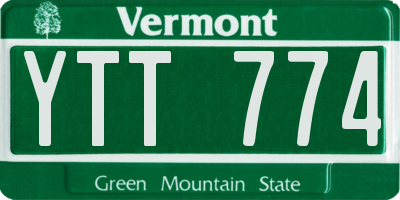 VT license plate YTT774