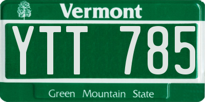 VT license plate YTT785
