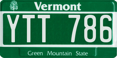 VT license plate YTT786